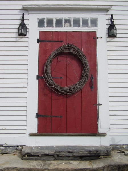 New England Christmas door wreath